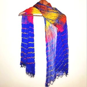 Colorful Scarf, with Bead Accents